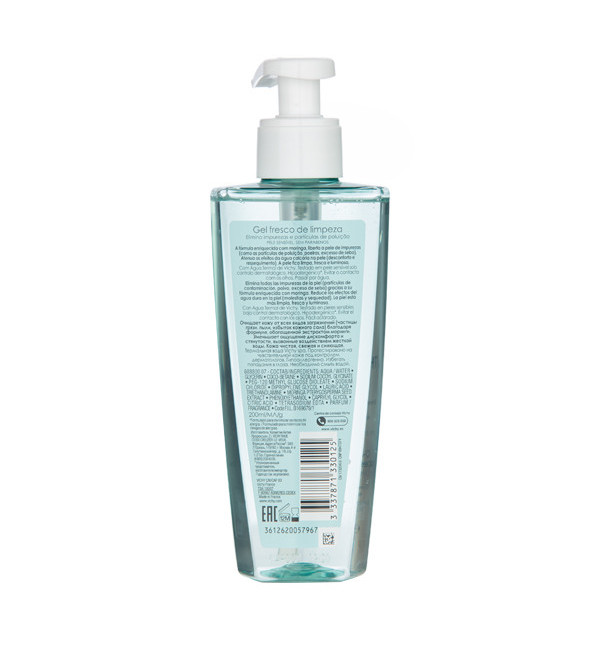 Vichy purete termal gel fresco de limpieza facial para pieles mixtas x 200 ml.