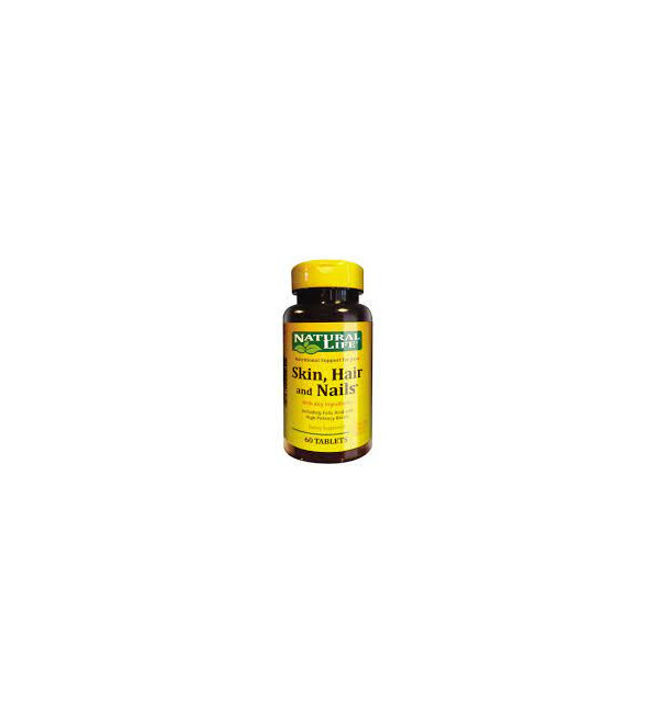 Natural life skin hair and nails suplemento dietario dietario multivitamínico para mejorar cabello, piel y uñas x 60 tabletas.