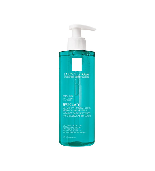 La roche posay effaclar gel microexfoliante de limpieza facial para pieles mixtas a grasas con tendencia al acné x 400 ml.