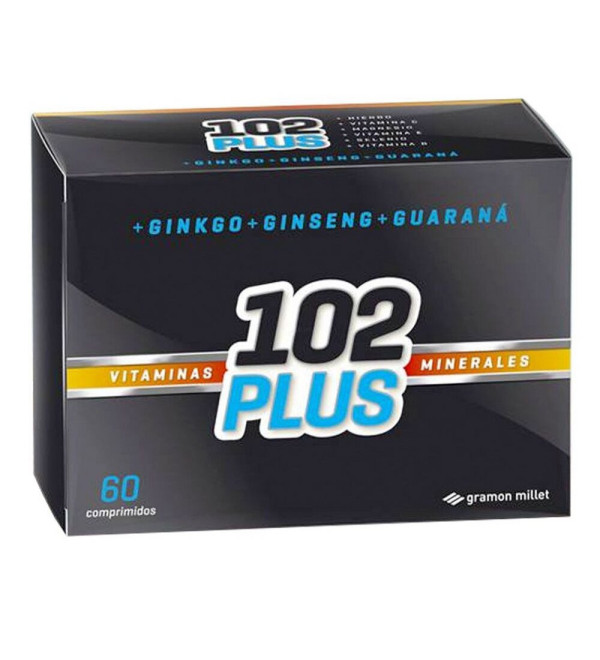 102 plus suplemento vitamínico con ginseng, guaraná y ginkgo x 60 comprimidos.