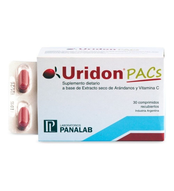 Uridon pacs suplemento para prevención de las infecciones urinarias bajas,  con extracto de arándanos y vitamina c x 30 com.