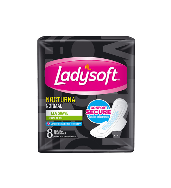 Ladysoft protección femenina toallitas normal nocturna x 8 unidades.