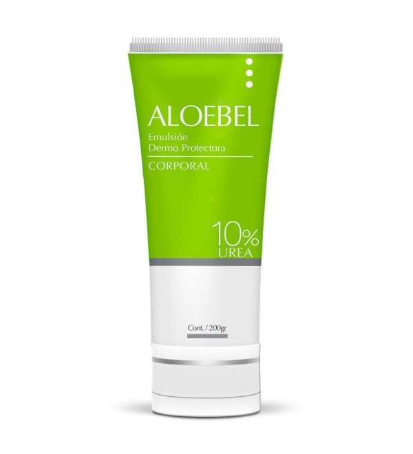 Aloebel emulsión corporal hidratante ideal para pieles ultra secas, controla la hidratación con urea al 10%  x 200 ml.