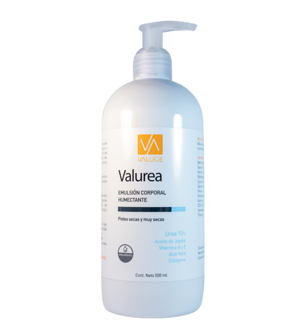 Valuge valurea urea 10% emulsión corporal hidratante para pieles secas y muy secas x 500 ml.