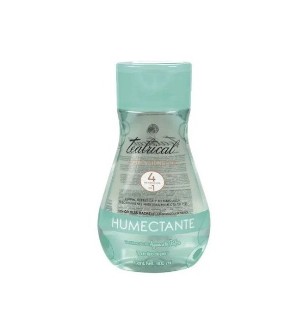 Teatrical agua micelar de limpieza facial humectante x 600 ml.