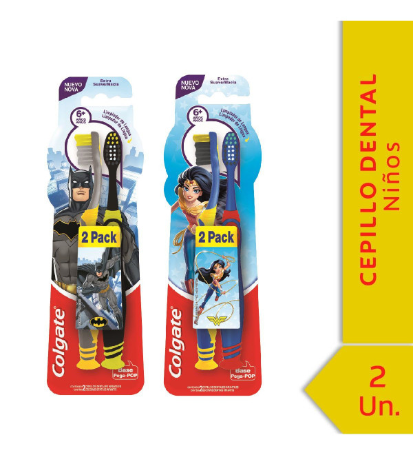 Colgate cepillo dental smiles super héroes, extra suave para niños + 6 años.