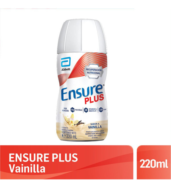 Ensure plus vainilla, suplemento nutricional liquido x 220ml.