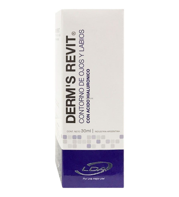 Lda derm's revit contorno de ojos y labios, acción hidratante ultra activa, inmediata y continua x 30 ml.