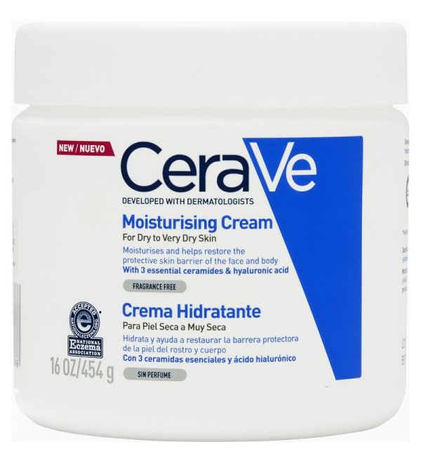 Cerave crema hidratante para piel seca a muy seca x 454 grs.