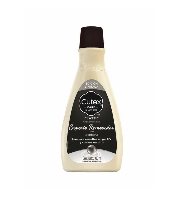 Cutex quitaesmalte experto removedor para esmaltes con gel uv y colores oscuros x 100 ml.