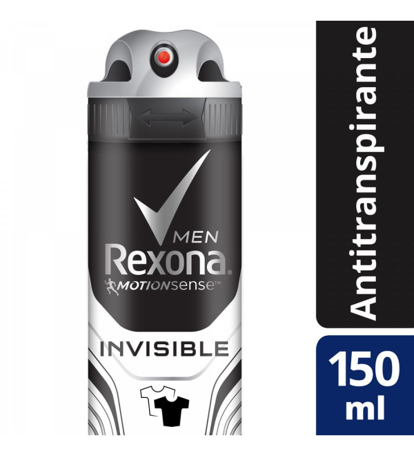 Rexona desodorante hombre antitranspirante en aerosol invisible x 150 ml.