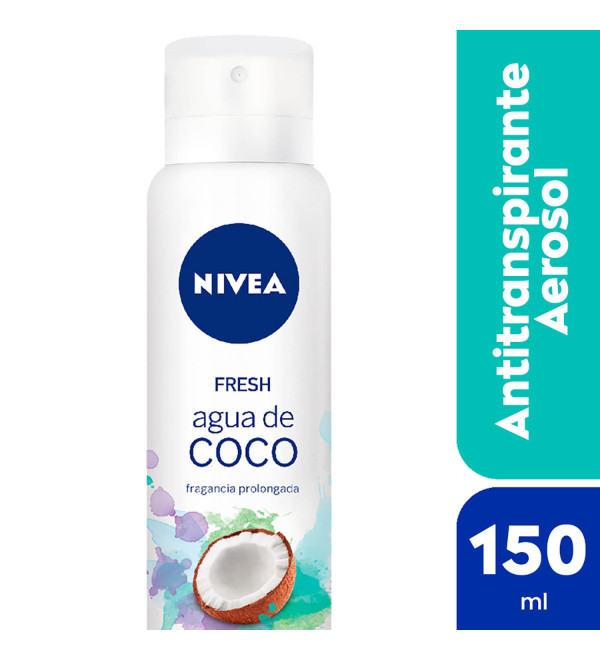 Nivea desodorante aerosol antitranspirante fresh agua de coco, 48 hs de protección x 150 ml.