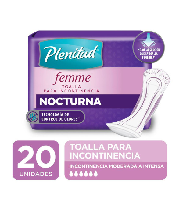 Plenitud toalla femme nocturna sin alas x 20 unidades.