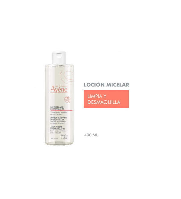 Avene loción micelar limpiadora facial, desmaquillante de rostro, ojos y labios. Elimina las impurezas de la piel x 400 ml.