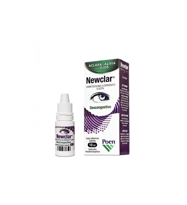 Newclar gotas para los ojos, descongestivas, aclara y alivia los ojos x 10 ml.