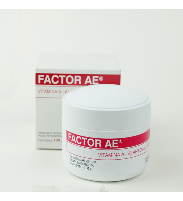 Factor AE crema emoliente, protege y regenera la piel con vitamina A, alantoína y vitamina E x 100 grs.