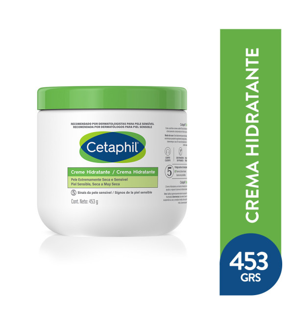 Cetaphil crema  corporal, protectora, suavizante para pieles muy secas, sensibles, brinda hidratación x 48 hs. x 453 grs.
