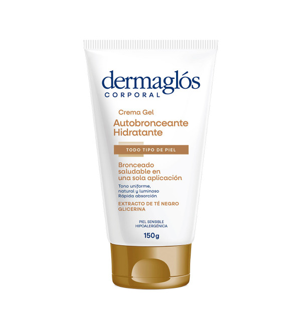 Dermaglós corporal autobronceante crema gel hidratante, brindar un bronceado saludable en todos los tipos de piel x 150 grs.