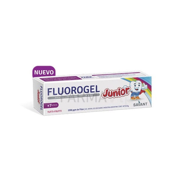 Fluorogel pasta dental chiquitos para + de 7 años, en gel sabor tutti frutti x 60 grs.