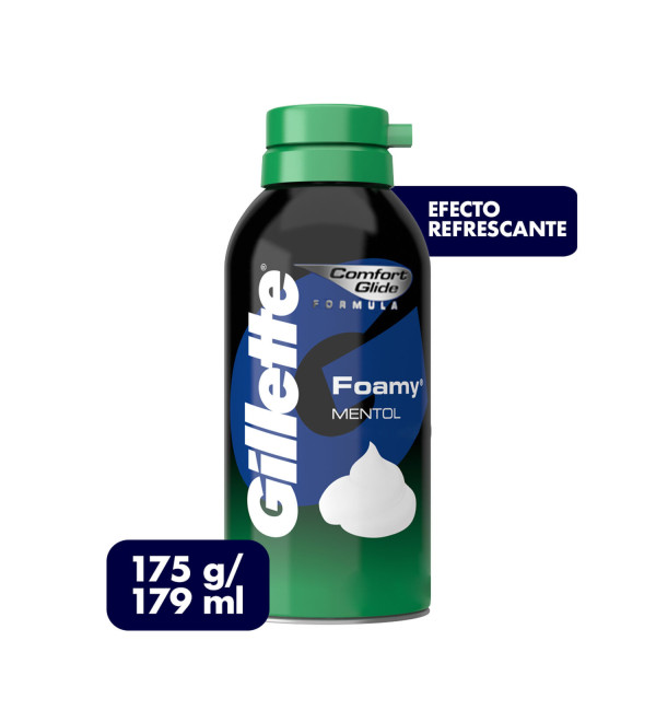 Gillette espuma para afeitar foamy mentol x 175ml.