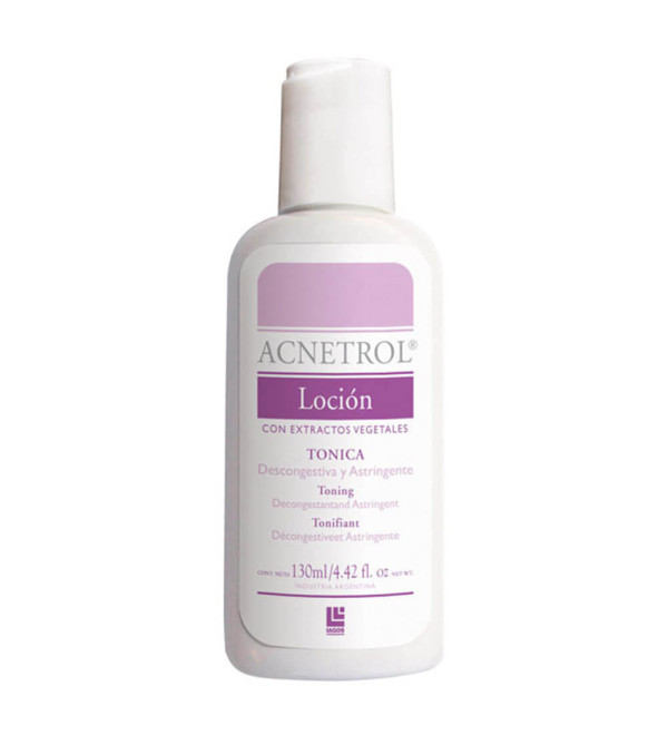 Lagos acnetrol loción astringente, descongestiva, tonificante que contribuye a mejorar el cutis grasoso y sensible x 130 ml.