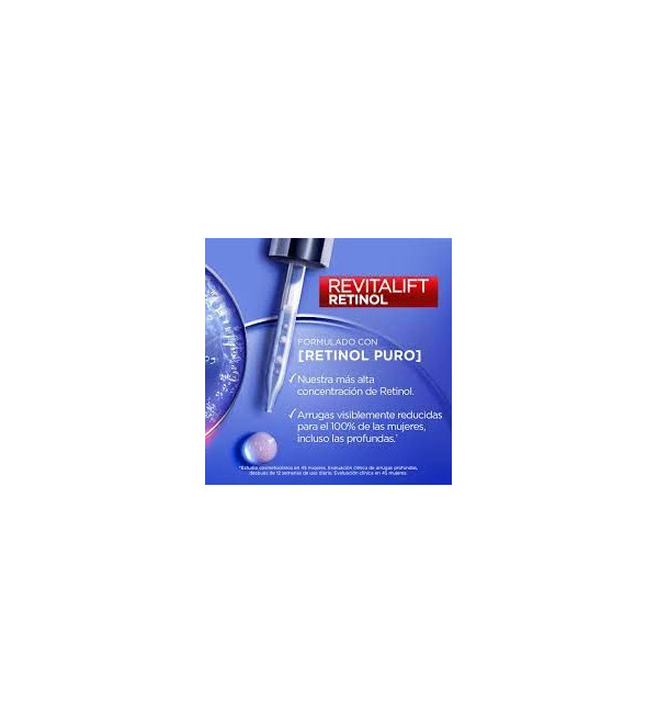 Loreal revitalift retinol serum reduce las arrugas más profundas, favorecer la textura de la piel y unifica el tono x 30 ml.
