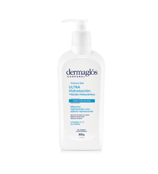 Dermaglos corporal crema gel ultra hidratación más +ácido hialurónico x 300 ml.