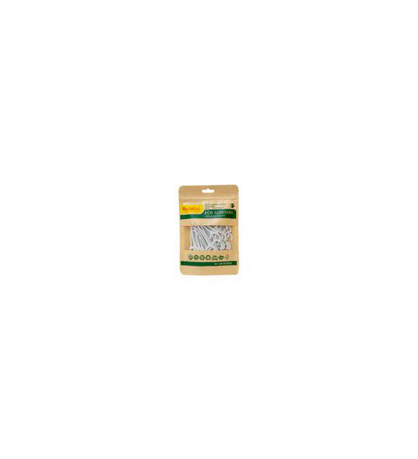 Bucal tac eco flossers  50u, fácil y efectiva limpieza interdental, versátiles, actúan como palillo e hilo dental.
