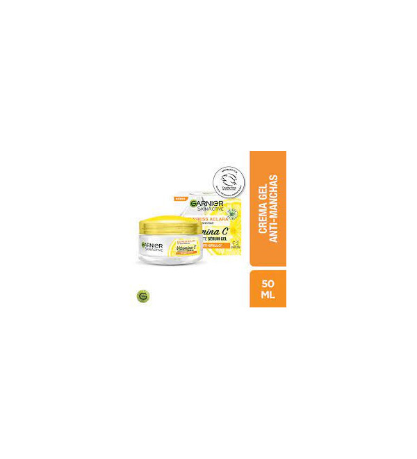 Garnier sérum gel con vitamina c y ácido salicílico, que  brinda 48 hs. de hidratación sin dejar residuos, luminosidad x 50g.