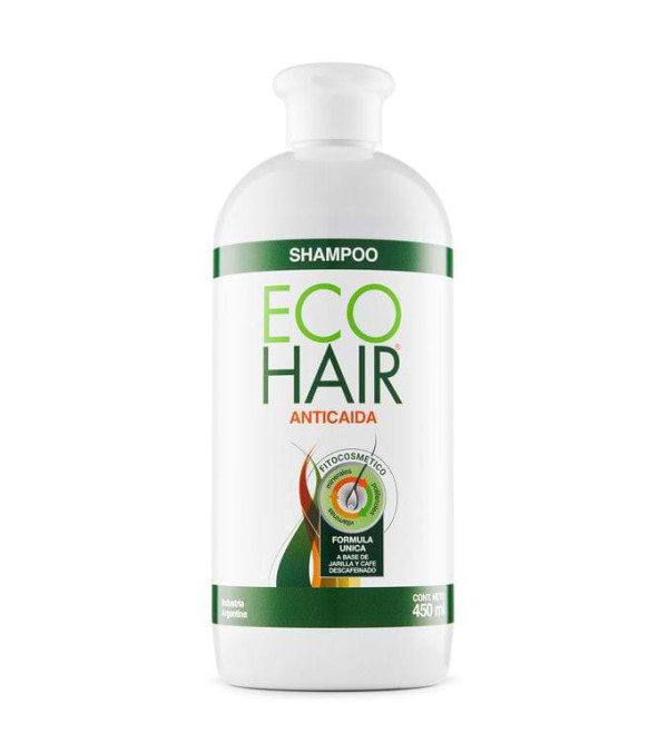 Ecohair shampoo anticaída, triple acción: detiene, previene la caída del pelo, fortalece el cabello x 450 ml.
