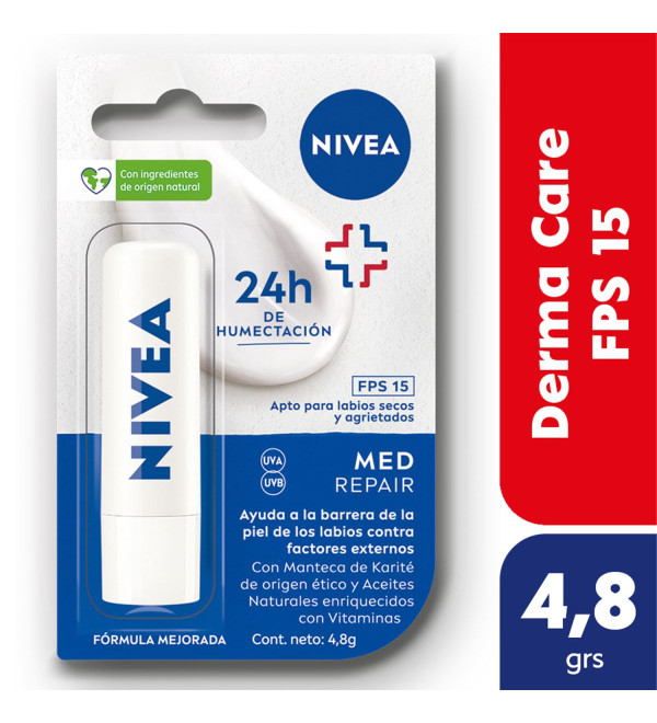 Nivea protector labial, apto para labios secos y agrietados con manteca de karite med fps 15