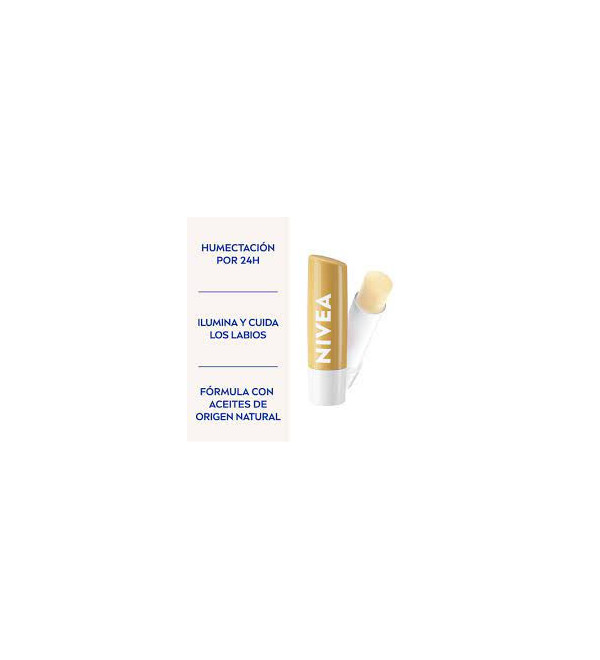 Nivea protector labial vainilla shine, nutre, hidrata,  ilumina y cuida tus labios