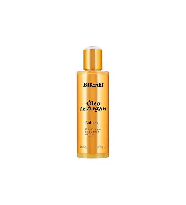 Biferdil bálsamo oleo de argán, cabellos muy secos, dañados, tratados con color, nutre, da suavidad y brillo extremo x 200ml.