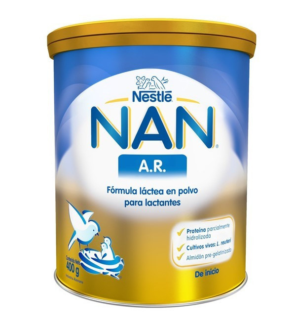 Nan A.R. leche recomendada para la alimentación de lactantes que presentan reflujo x 400 grs.