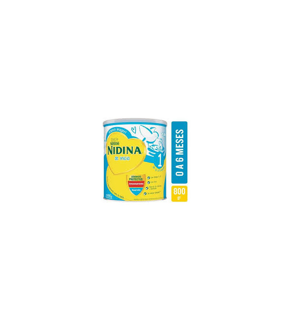 Nidina 1 leche de inicio para bebés de 0 a 6 meses x 800 grs.