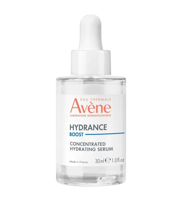 Avene serum hidratante concentrado Hydrance Boost, con ácido hialurónico y vitamina B3. Textura ultra ligera x 30 ml.