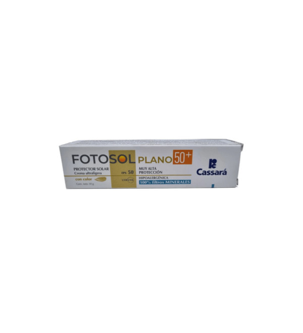 Fotosol plano protector solar factor 50, crema con color, ultra ligera e hipoalergénica, 100 % filtros minerales x 30 grs.