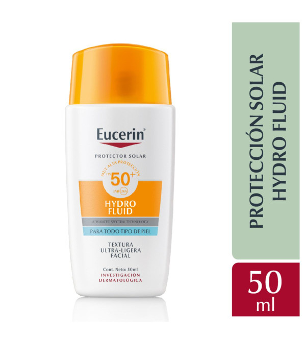 Eucerin protector solar hydro fluid Factor 50 Facial, textura ultraligera y de rápida absorción x 50 ml
