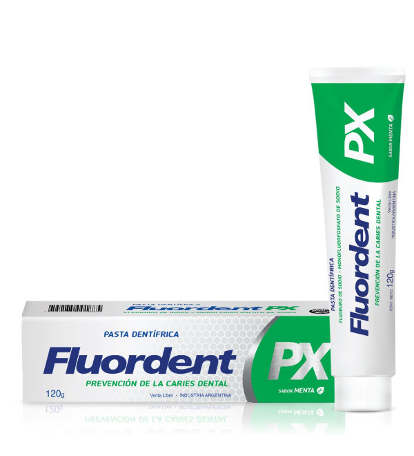 Fluordent px pasta dental, prevención de caries dentales x120gr.