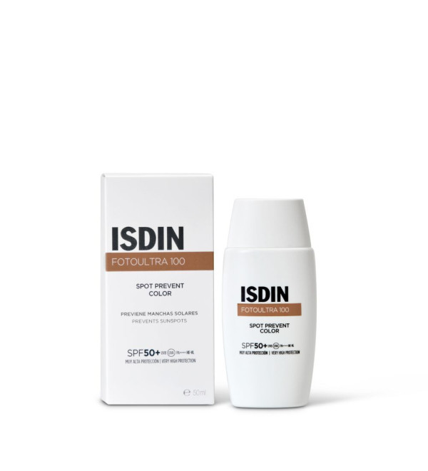 Isdin fotoprotector Fotoultra 100 Spot Prevent con color factor 50 de uso diario que ayuda a prevenir las manchas  x 50 ml