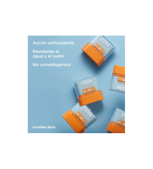 Isdin fotoprotector invisible stick factor 50, para zonas sensibles al sol que se aplica cómodamente, no deja brillo x 10 grs.