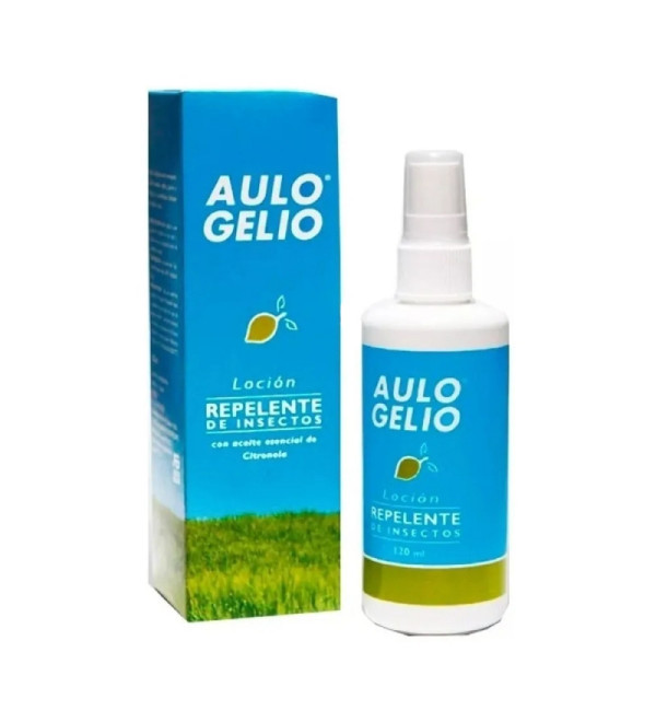 Aulo gelio repelente para insectos con aceite de citronela, indicado para bebés y niños en loción x 120 ml.
