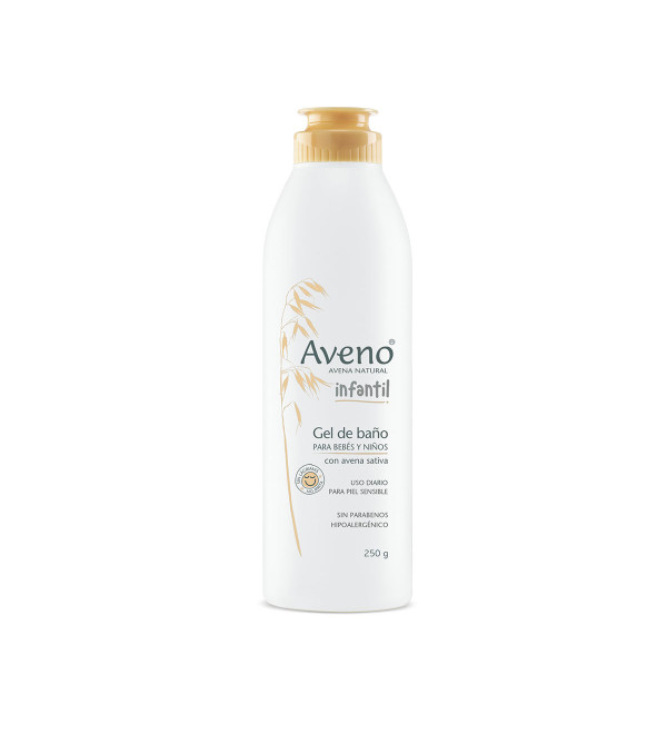 Aveno gel infantil de baño para bebés y niños, para piel sensible sin parabenos x 250 ml.