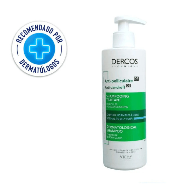 Vichy Dercos shampoo anti-caspa para cabello normal a graso, ayuda a eliminar hasta el 100% de la caspa visible x 400 ml.