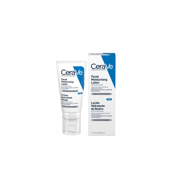 Cerave loción hidratante para rostro Oil Control, contiene 3 ceramidas esenciales, niacinamida y ácido hialurónico x 52 ml.