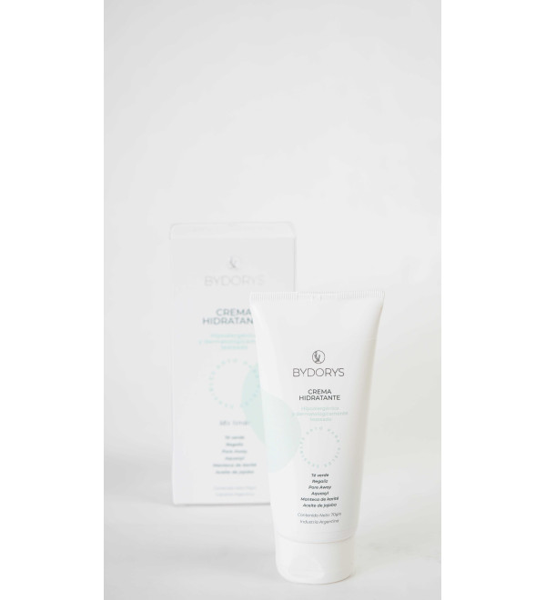 Bydorys crema hidratante, hipoalergénica, dermatológicamente testeada, apta para pieles sensibles x 70 grs.