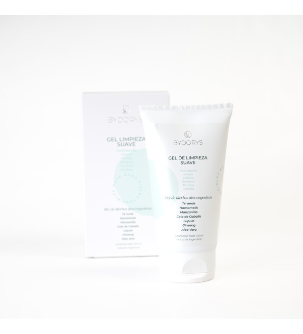 Bydorys gel de limpieza suave, desmaquilla, limpia y refresca, apta para pieles sensibles x 140 ml.