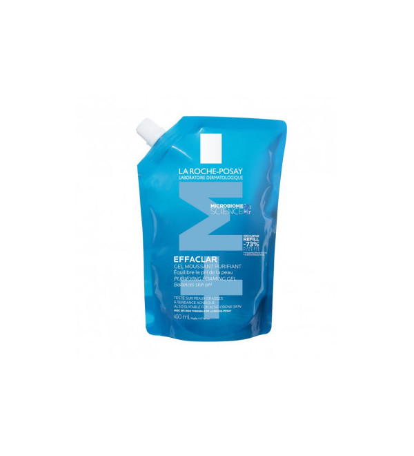 La Roche Posay effaclar gel purificante refill, repuesto, limpiador gel en espuma purificante x 400 ml.