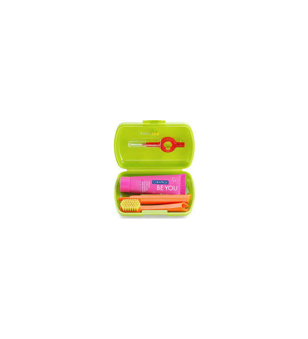 Curaprox travel set verde (cepillo+pasta+interdentales)