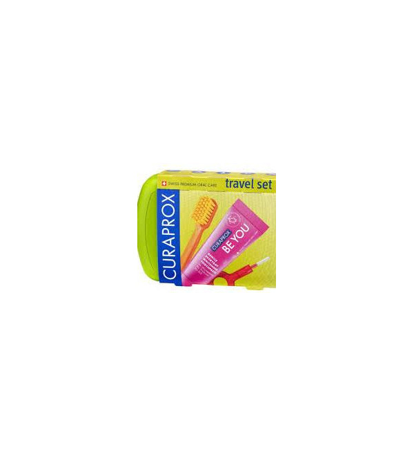 Curaprox travel set verde (cepillo+pasta+interdentales)